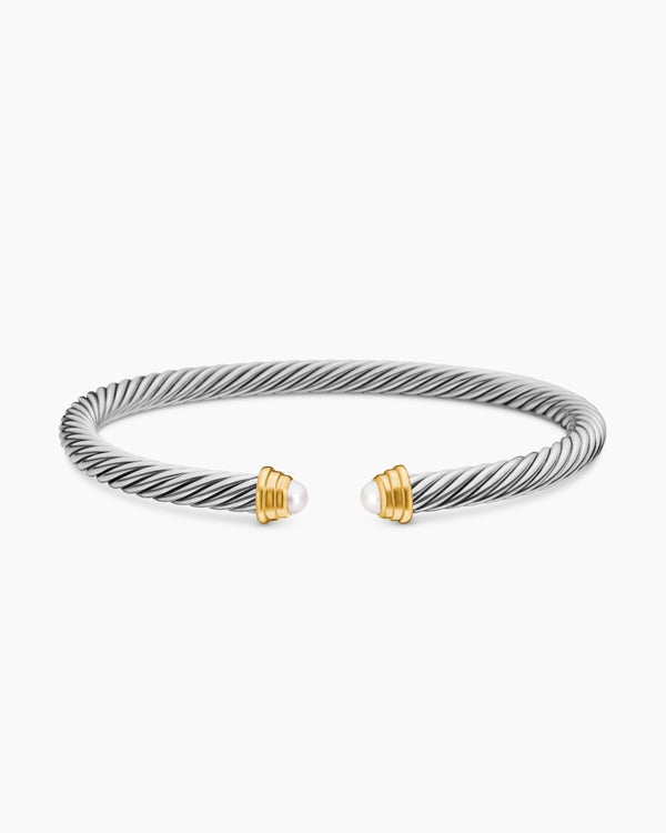 Cable Kids® Bracelet in Sterling Silver with 14K Yellow Gold and Pearls, 4mm
