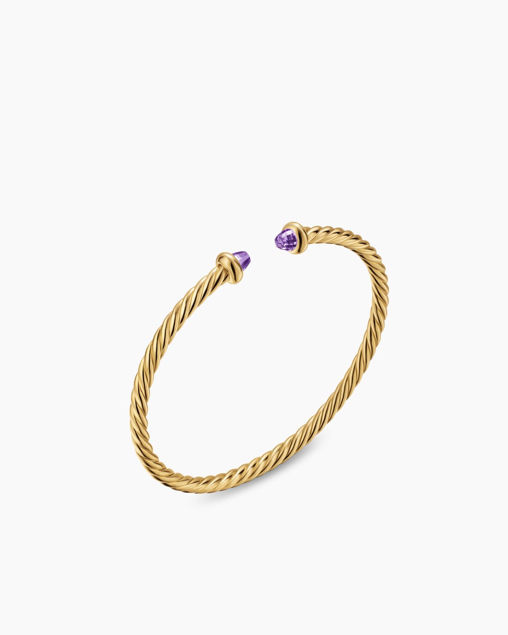 Womens Micro Cablespira® Flex Teen Bracelet in 18K Yellow Gold with Amethyst, 2.6mm