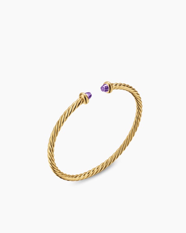 Micro Cablespira® Flex Teen Bracelet in 18K Yellow Gold with Amethyst, 2.6mm