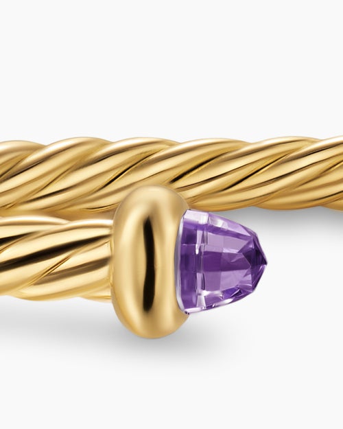 Womens Micro Cablespira® Flex Teen Bracelet in 18K Yellow Gold with Amethyst, 2.6mm