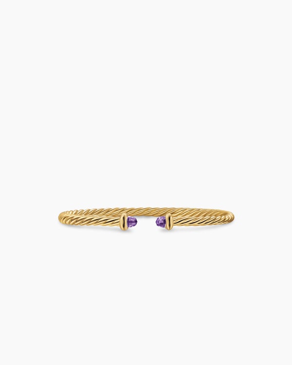 Micro Cablespira® Flex Teen Bracelet in 18K Yellow Gold with Amethyst, 2.6mm