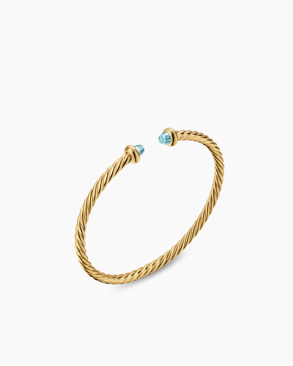Womens Micro Cablespira® Flex Teen Bracelet in 18K Yellow Gold with Aquamarine, 2.6mm