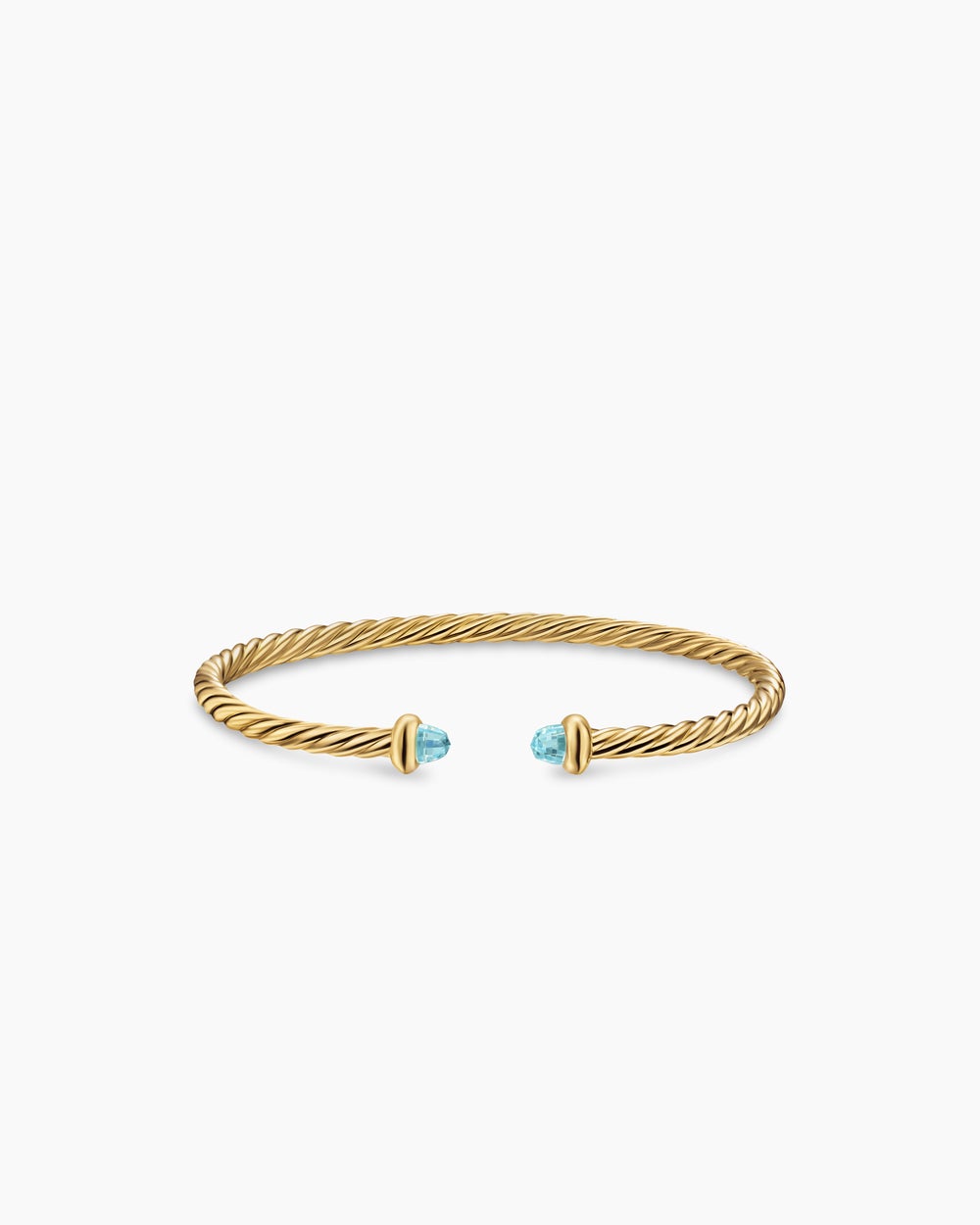 Womens Micro Cablespira® Flex Teen Bracelet in 18K Yellow Gold with Aquamarine, 2.6mm