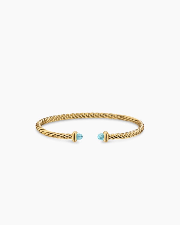 Micro Cablespira® Flex Teen Bracelet in 18K Yellow Gold with Aquamarine, 2.6mm