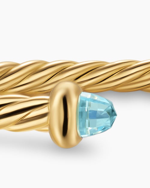 Womens Micro Cablespira® Flex Teen Bracelet in 18K Yellow Gold with Aquamarine, 2.6mm