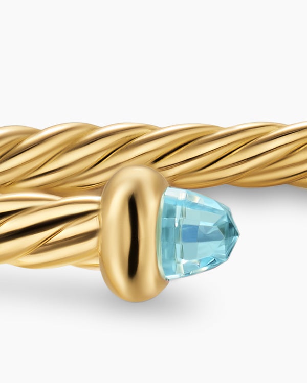 Micro Cablespira® Flex Teen Bracelet in 18K Yellow Gold with Aquamarine, 2.6mm