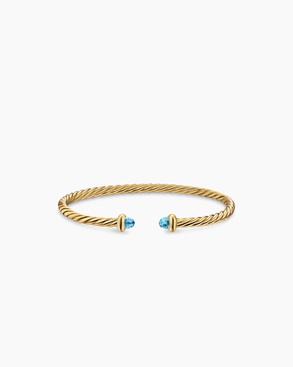 Micro Cablespira® Flex Teen Bracelet in 18K Yellow Gold with Blue Topaz, 2.6mm