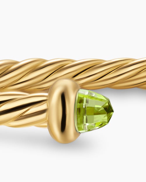 Womens Micro Cablespira® Flex Teen Bracelet in 18K Yellow Gold with Peridot, 2.6mm