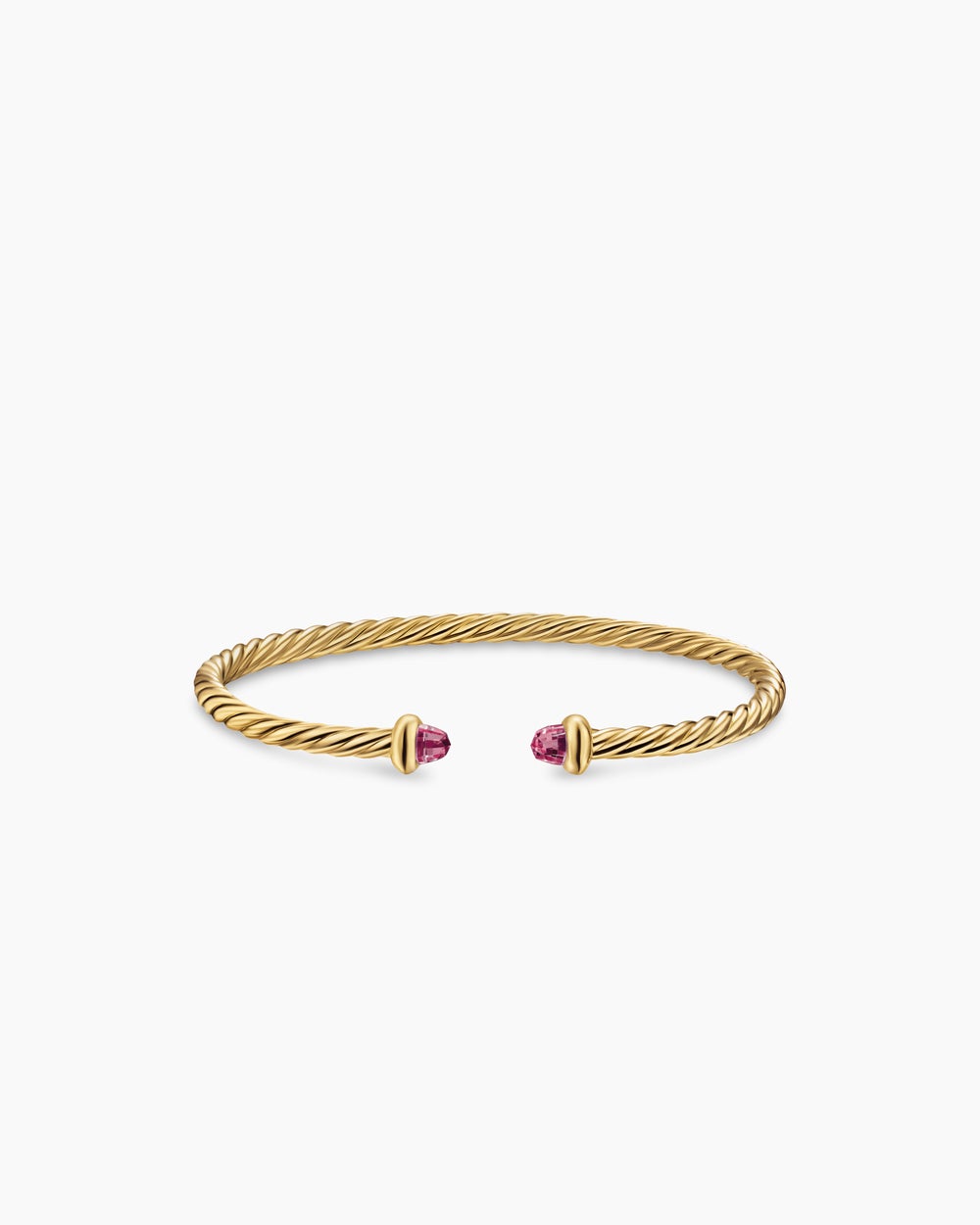 Womens Micro Cablespira® Flex Teen Bracelet in 18K Yellow Gold with Pink Tourmalines, 2.6mm