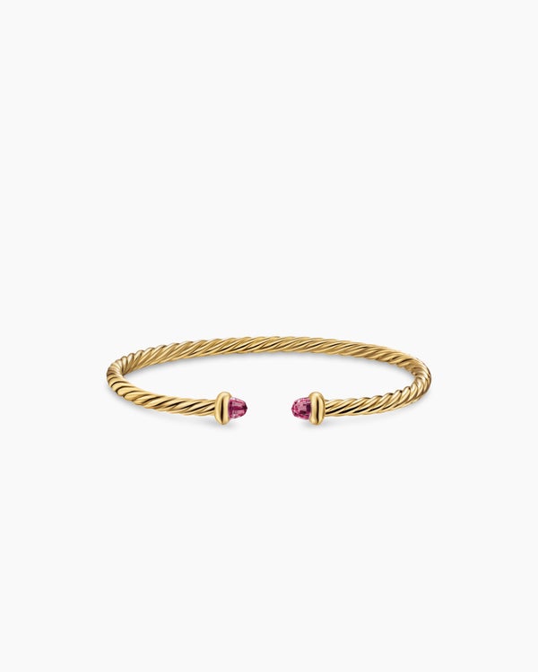 Micro Cablespira® Flex Teen Bracelet in 18K Yellow Gold with Pink Tourmalines, 2.6mm