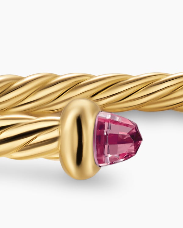 Micro Cablespira® Flex Teen Bracelet in 18K Yellow Gold with Pink Tourmalines, 2.6mm