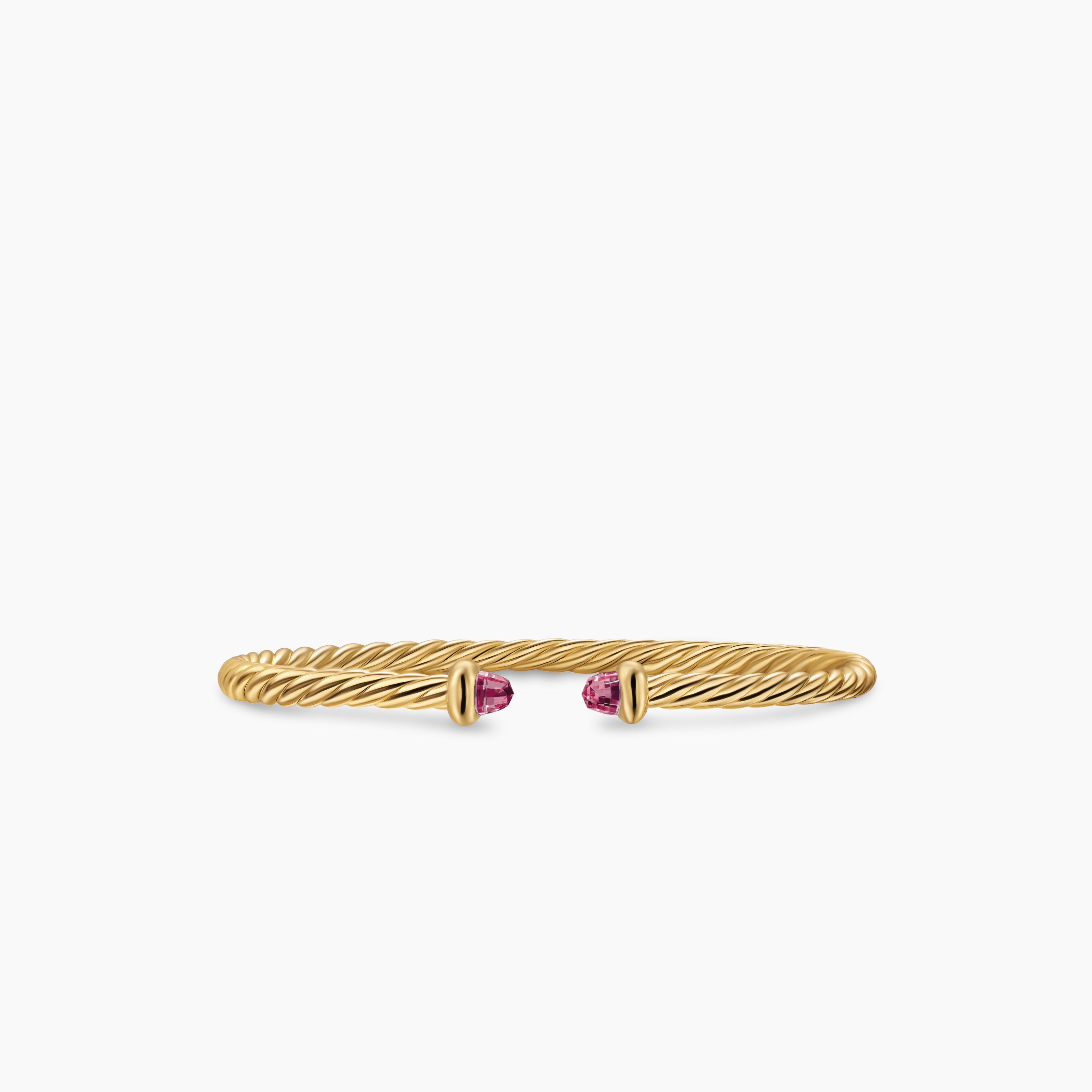 Womens Micro Cablespira&reg; Flex Teen Bracelet in 18K Yellow Gold with Pink Tourmalines, 2.6mm