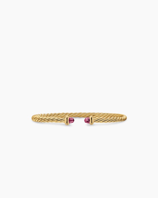 Micro Cablespira® Flex Teen Bracelet in 18K Yellow Gold with Pink Tourmalines, 2.6mm