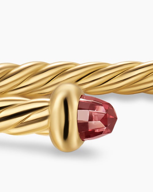 Womens Micro Cablespira® Flex Teen Bracelet in 18K Yellow Gold with Rhodolite Garnets, 2.6mm