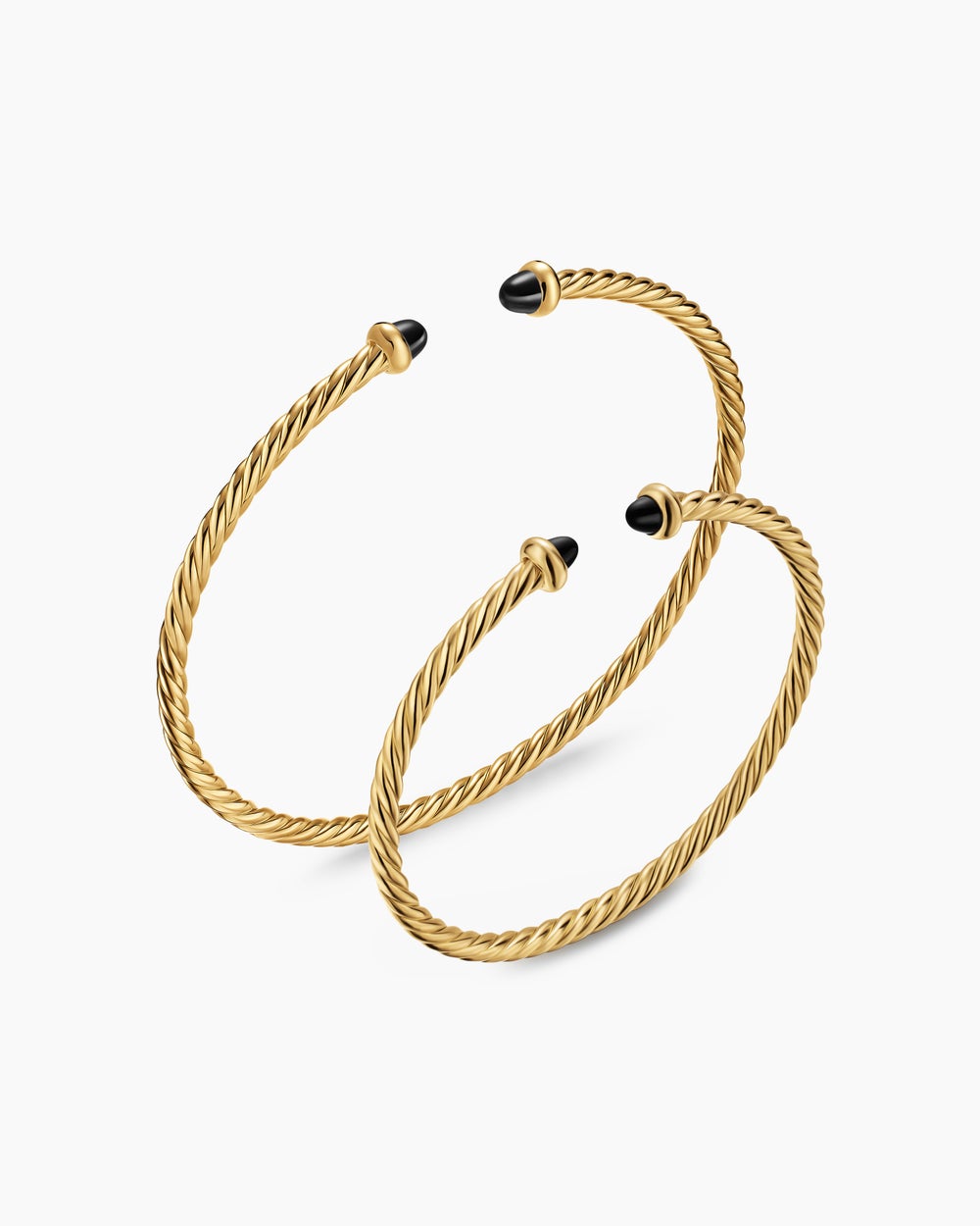 Womens Micro Cablespira® Flex Teen Bracelet in 18K Yellow Gold with Black Onyx, 2.6mm