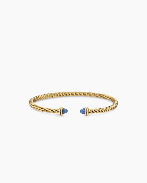 Womens Micro Cablespira® Flex Teen Bracelet in 18K Yellow Gold with Blue Sapphires, 2.6mm