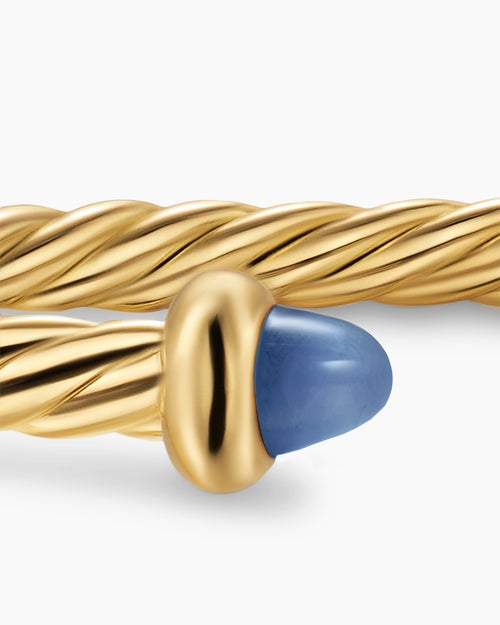 Womens Micro Cablespira® Flex Teen Bracelet in 18K Yellow Gold with Blue Sapphires, 2.6mm