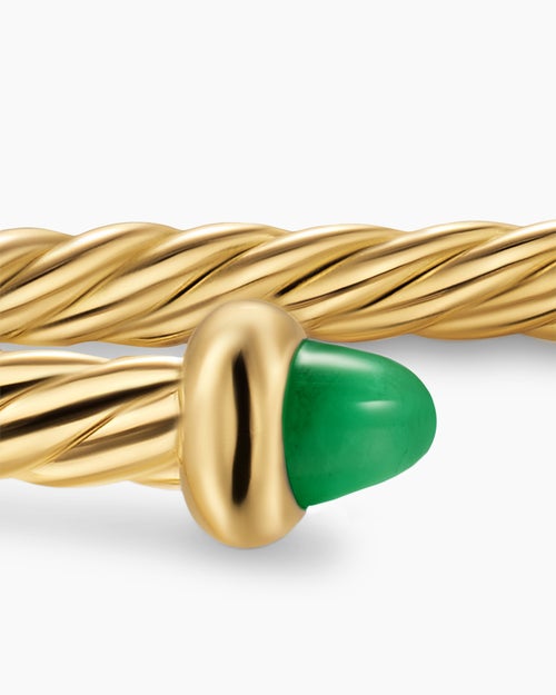 Womens Micro Cablespira® Flex Teen Bracelet in 18K Yellow Gold with Emeralds, 2.6mm