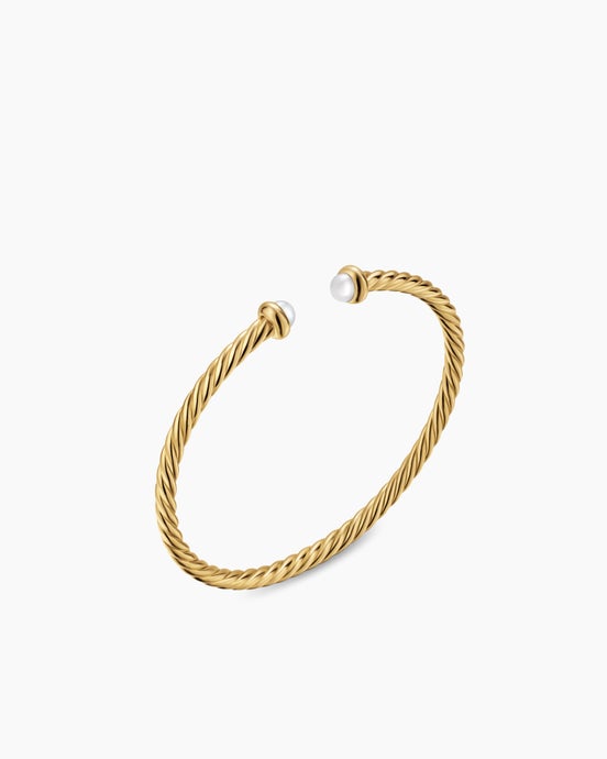 Micro Cablespira® Flex Teen Bracelet in 18K Yellow Gold with Pearls, 2.6mm