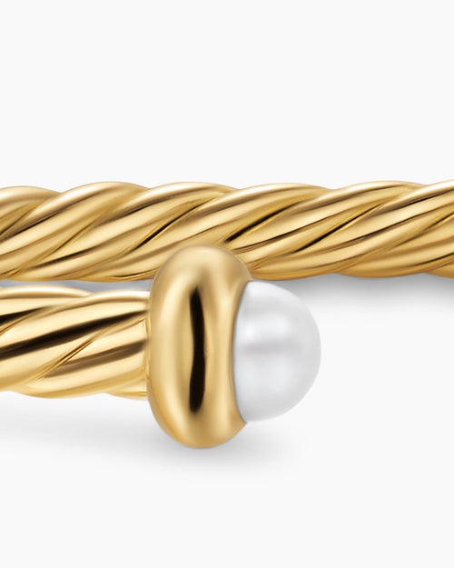 Womens Micro Cablespira® Flex Teen Bracelet in 18K Yellow Gold with Pearls, 2.6mm