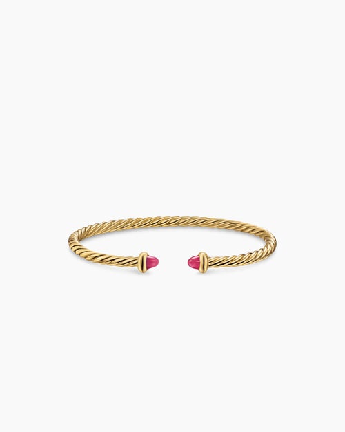 Womens Micro Cablespira® Flex Teen Bracelet in 18K Yellow Gold with Rubies, 2.6mm