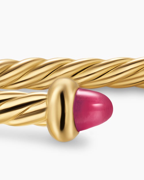 Womens Micro Cablespira® Flex Teen Bracelet in 18K Yellow Gold with Rubies, 2.6mm