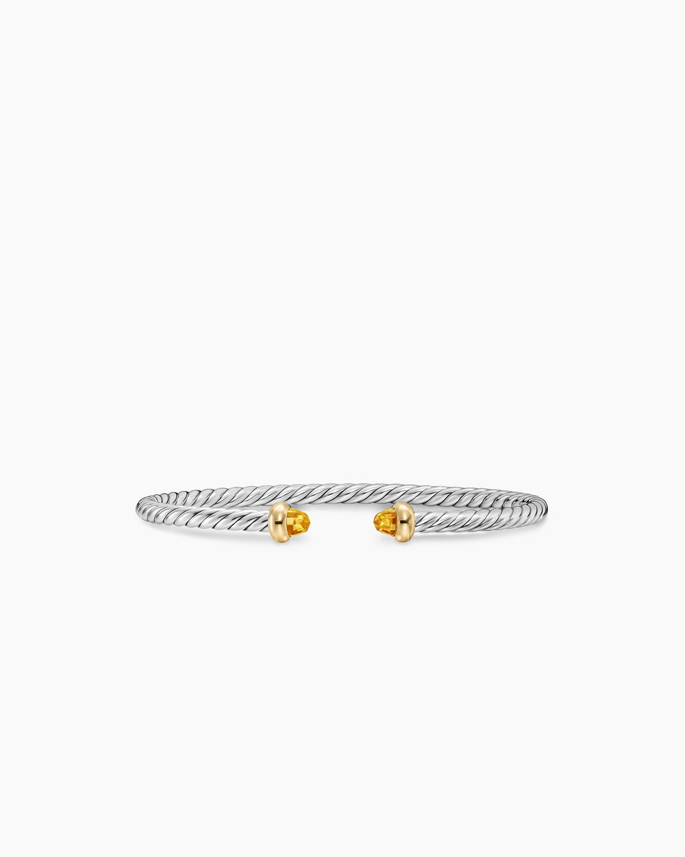Womens Micro Cable Flex® Teen Bracelet in Sterling Silver with 14ct Yellow Gold and Citrine, 2.6mm