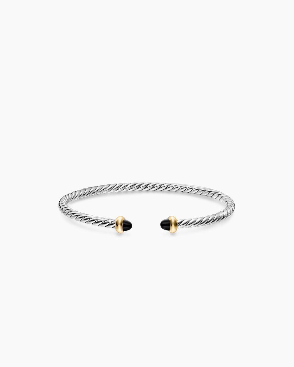 Womens Micro Cable Flex® Teen Bracelet in Sterling Silver with 14K Yellow Gold and Black Onyx, 2.6mm