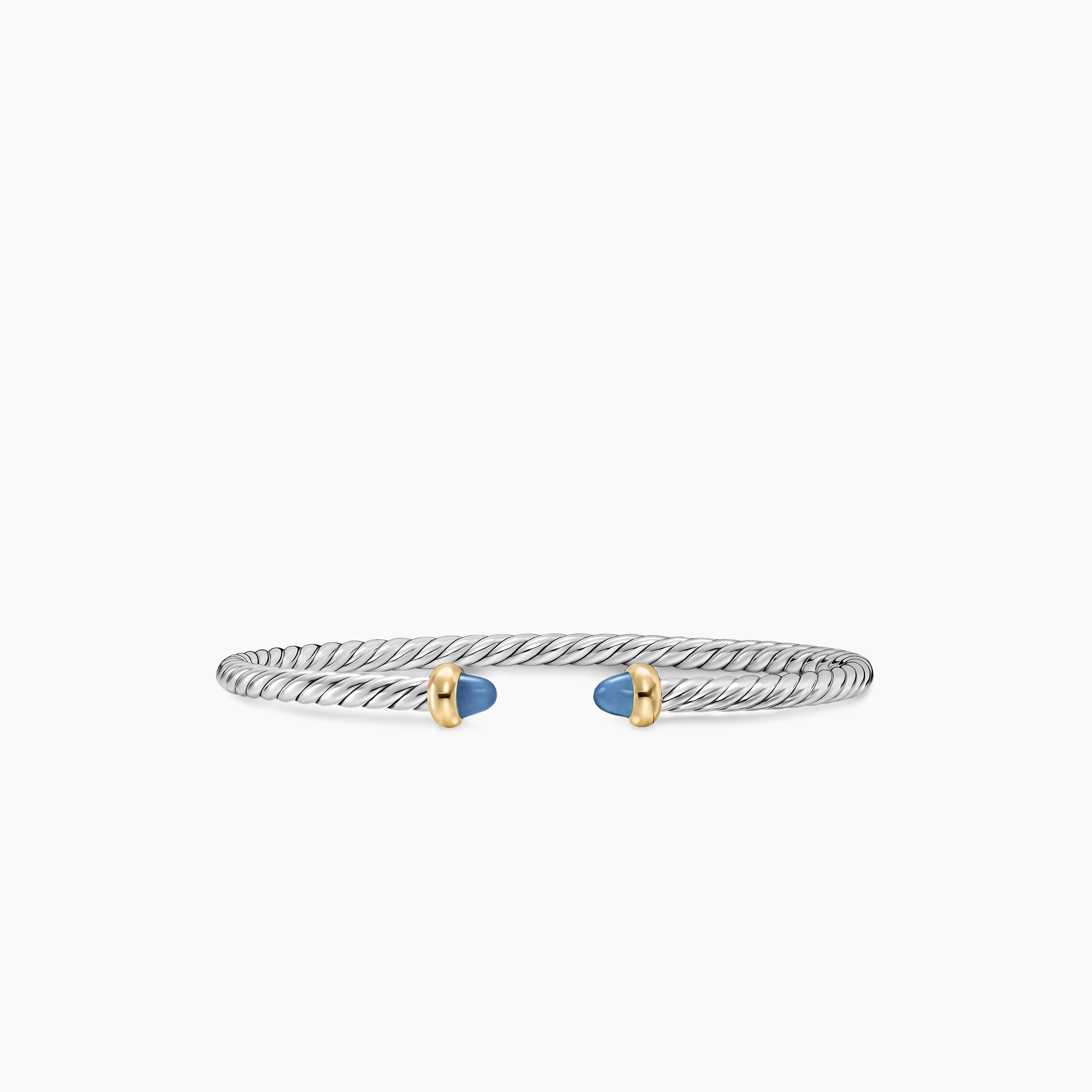 Womens Micro Cable Flex&reg; Teen Bracelet in Sterling Silver with 14K Yellow Gold and Blue Sapphires, 2.6mm