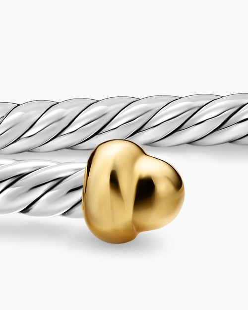 Womens Micro Cable Flex® Teen Bracelet in Sterling Silver with 14ct Yellow Gold, 2.6mm