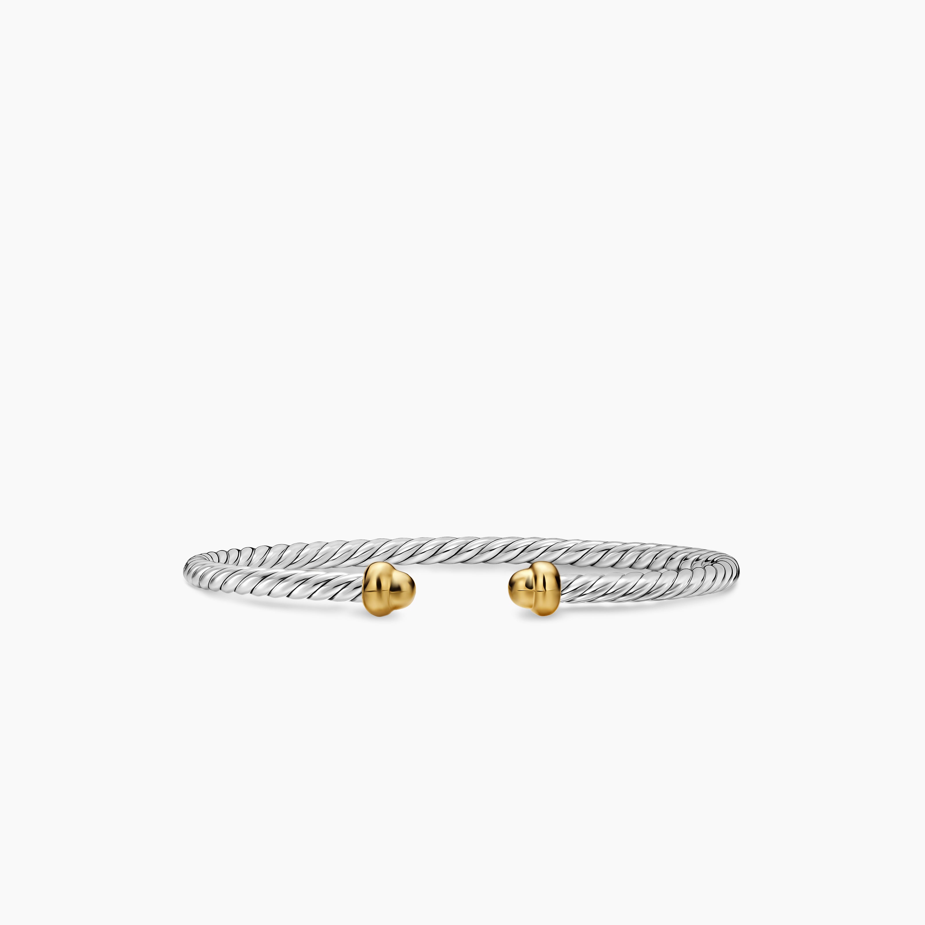 Womens Micro Cable Flex&reg; Teen Bracelet in Sterling Silver with 14K Yellow Gold, 2.6mm