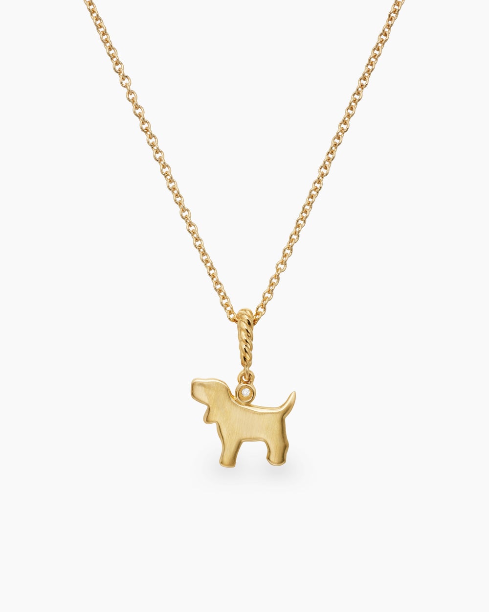 Cable Collectibles® Teen Dog Necklace in 18ct Yellow Gold with Diamond