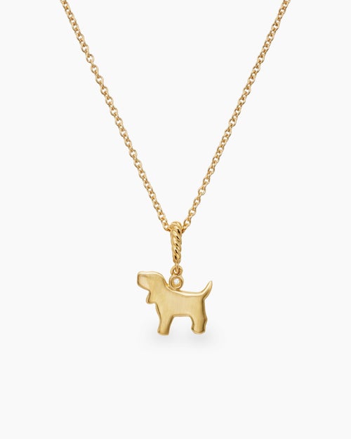 Cable Collectibles® Teen Dog Necklace in 18ct Yellow Gold with Diamond