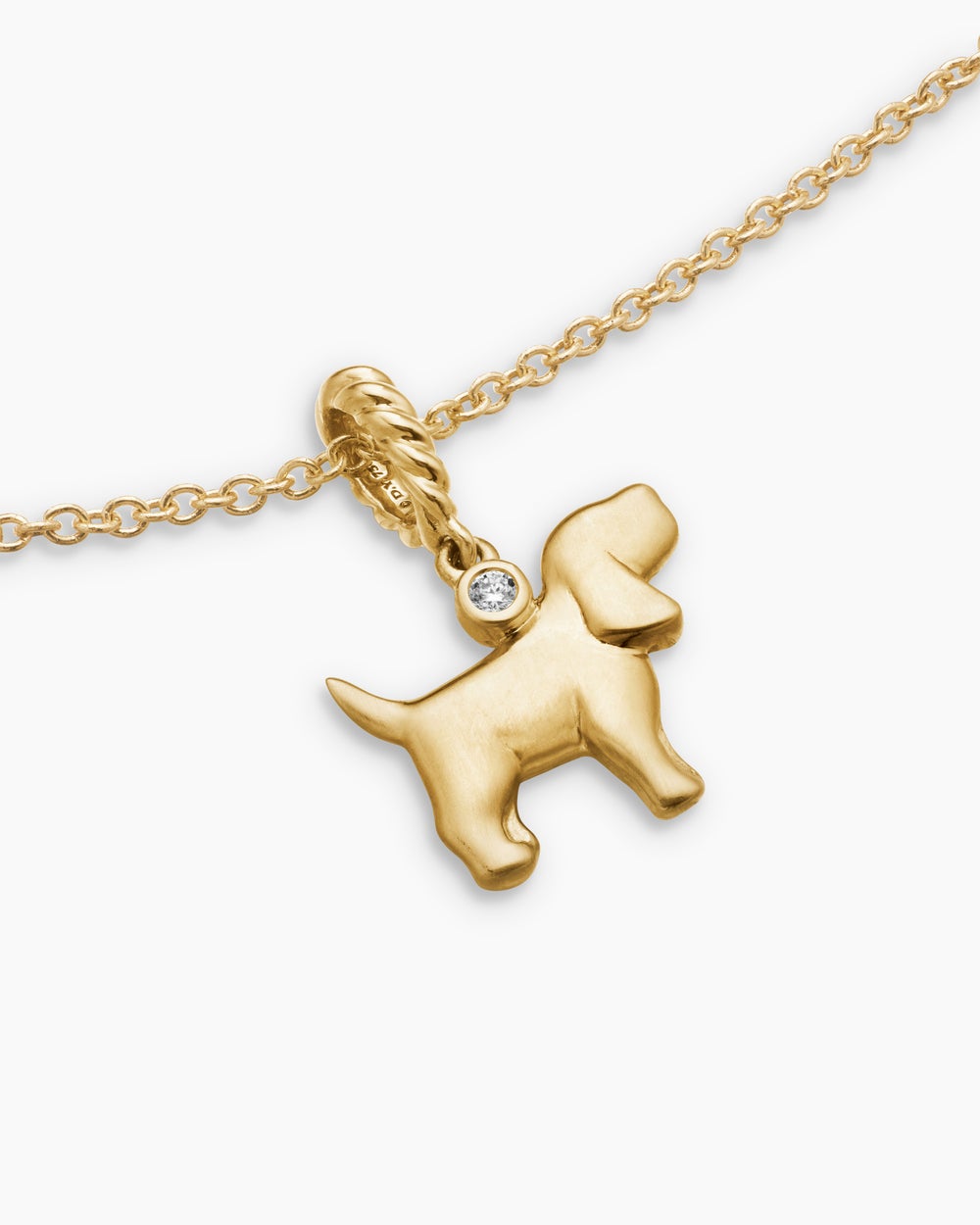 Cable Collectibles® Teen Dog Necklace in 18ct Yellow Gold with Diamond