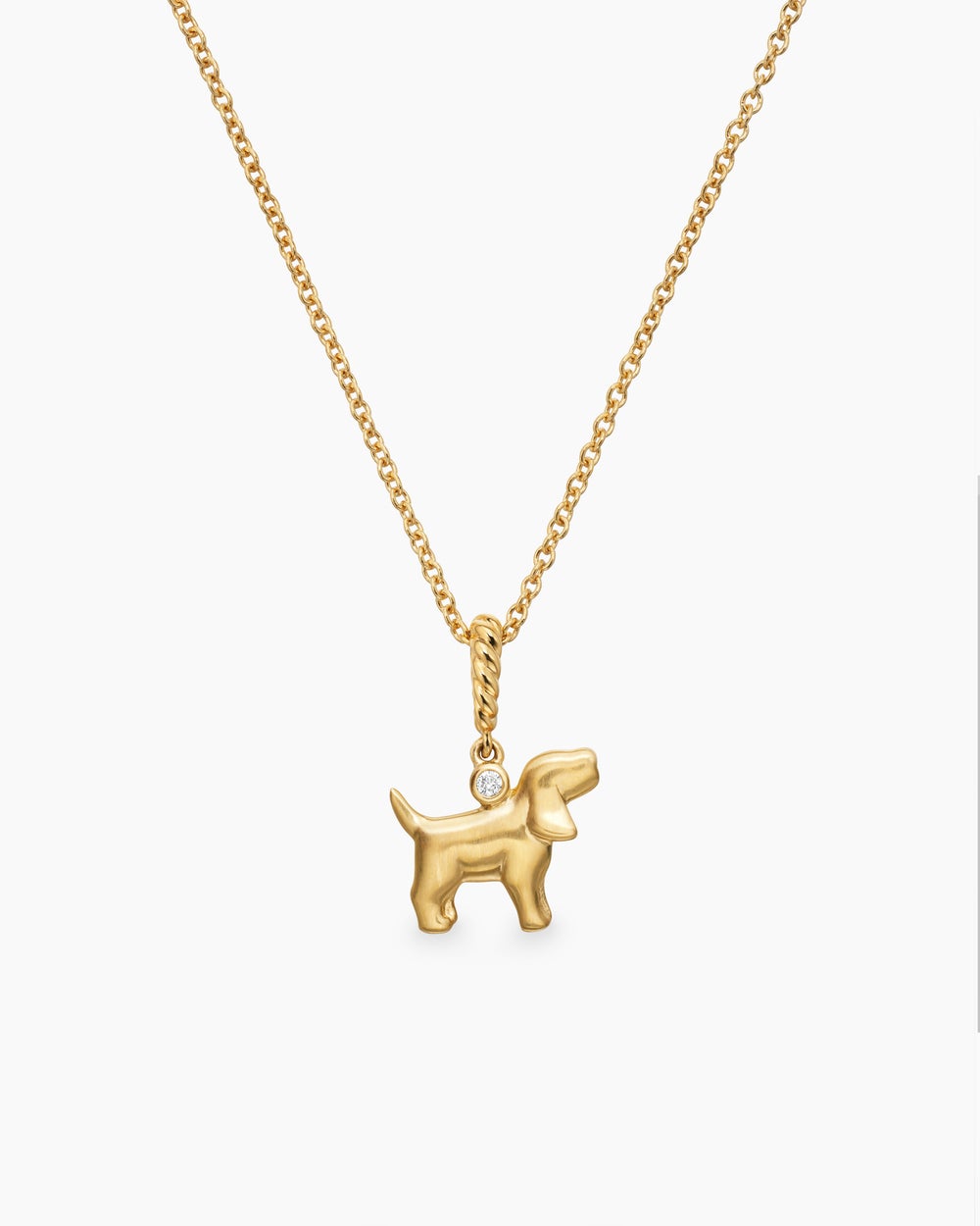 Cable Collectibles® Teen Dog Necklace in 18ct Yellow Gold with Diamond