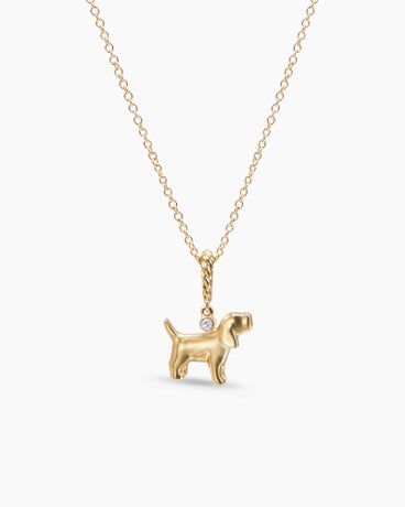 Cable Collectables® Kids Dog Necklace in 18K Yellow Gold with Diamond