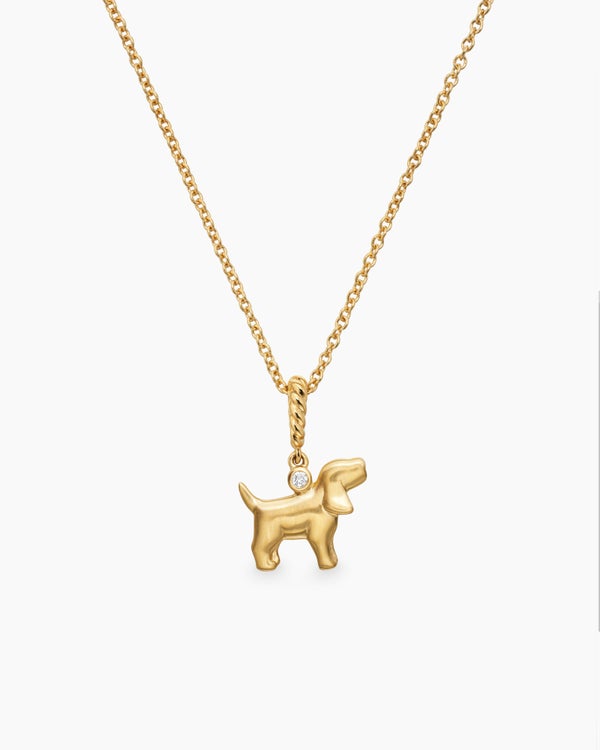 Cable Collectibles® Teen Dog Necklace in 18K Yellow Gold with Diamond