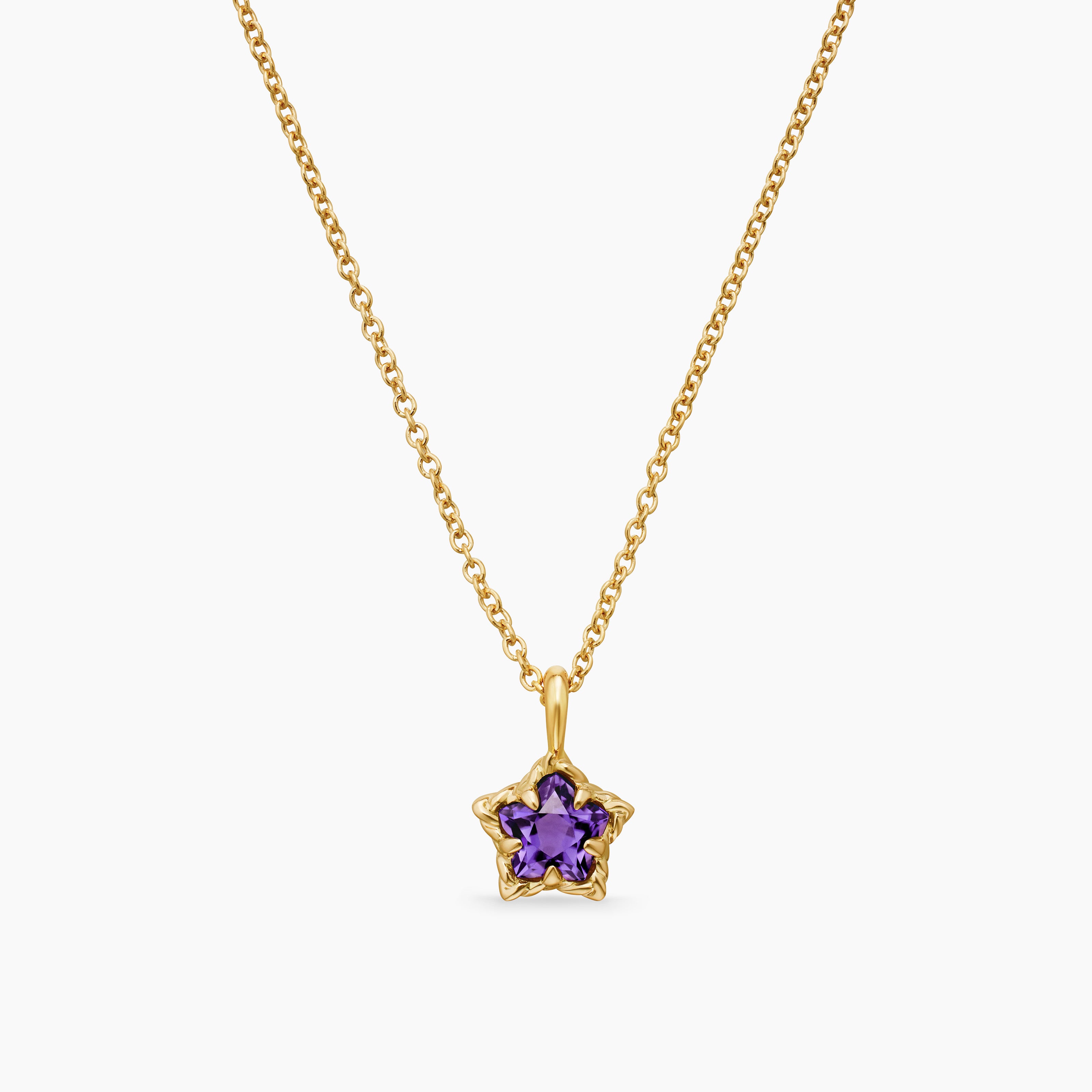 Cable Collectibles&reg; Teen Star Necklace in 18K Yellow Gold with Amethyst