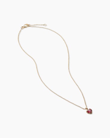 Cable Collectibles® Kids Heart Necklace in 18K Yellow Gold with Rhodolite Garnet