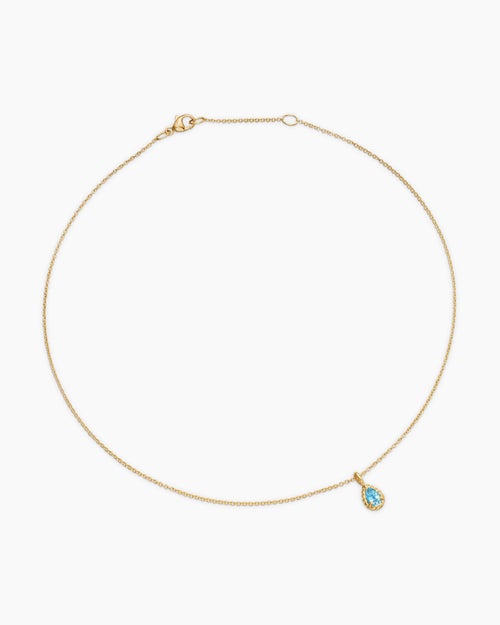 Cable Collectibles® Teen Teardrop Necklace in 18K Yellow Gold with Blue Topaz