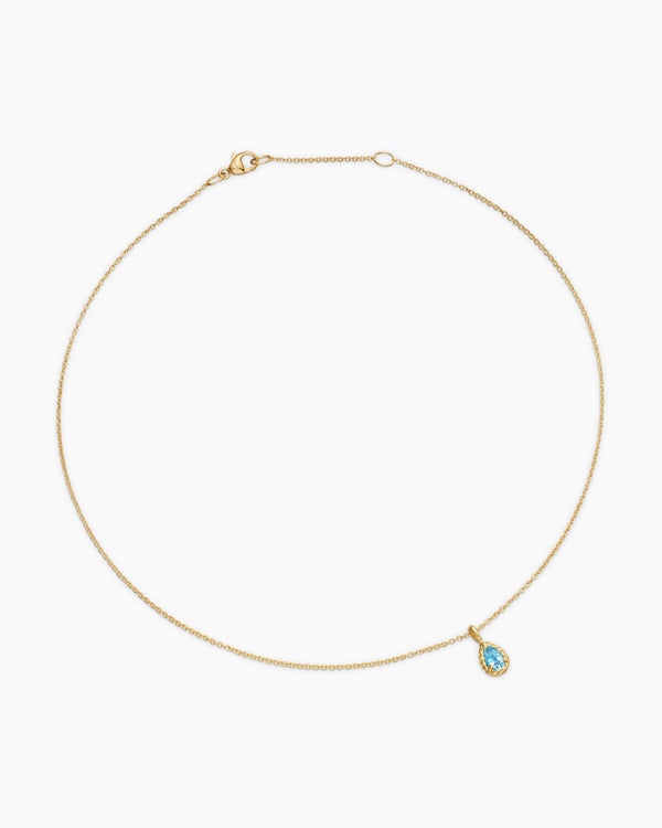 Cable Collectibles® Teen Teardrop Necklace in 18K Yellow Gold with Blue Topaz