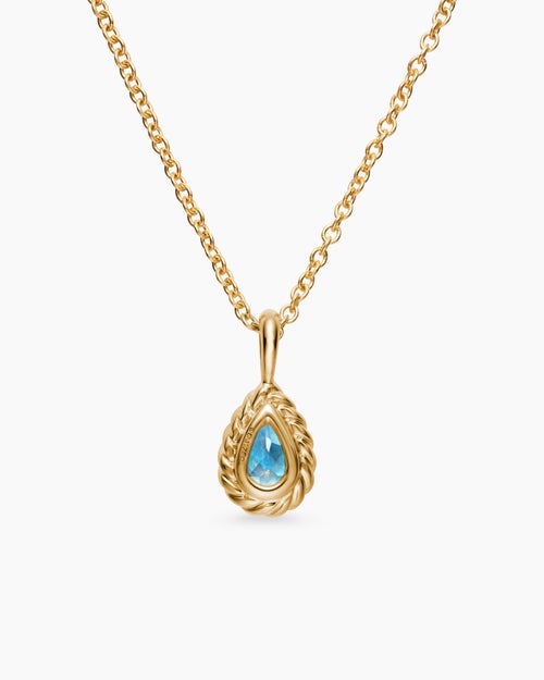Cable Collectibles® Teen Teardrop Necklace in 18K Yellow Gold with Blue Topaz