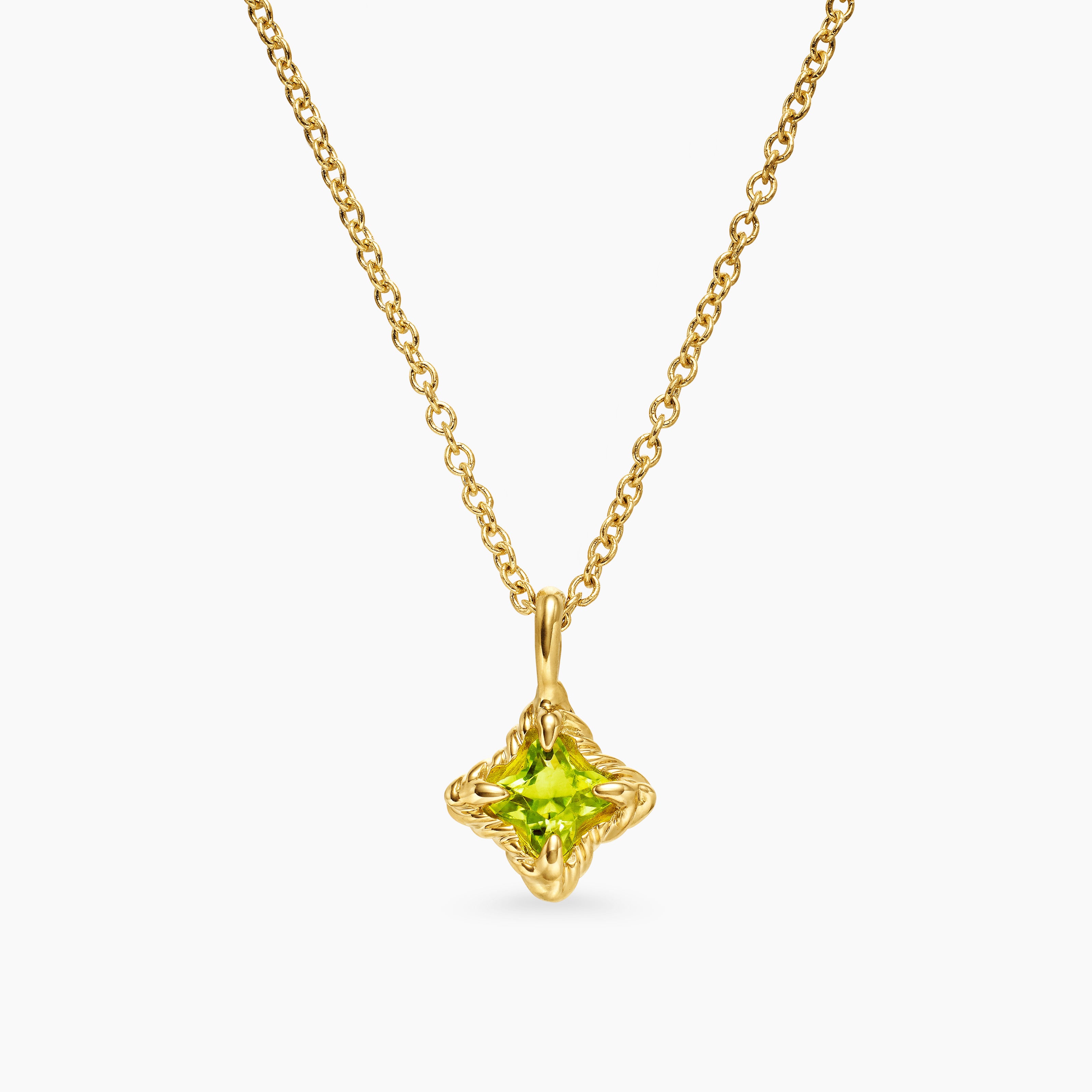 Cable Collectibles&reg; Teen Quad Necklace in 18K Yellow Gold with Peridot