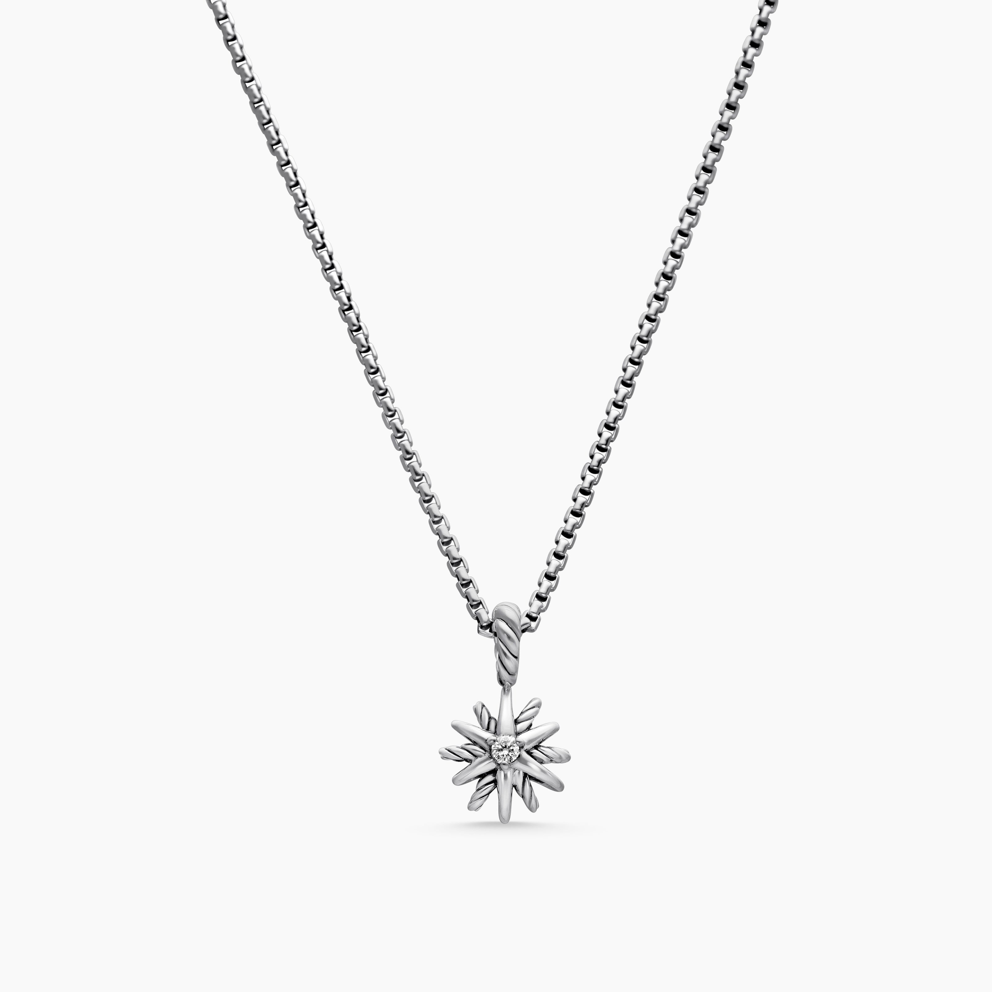 Starburst Teen Necklace in Sterling Silver with Center Diamond, 8mm
