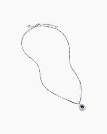 Albion® Kids Pendant Necklace in Sterling Silver with Black Orchid and Diamonds, 4mm