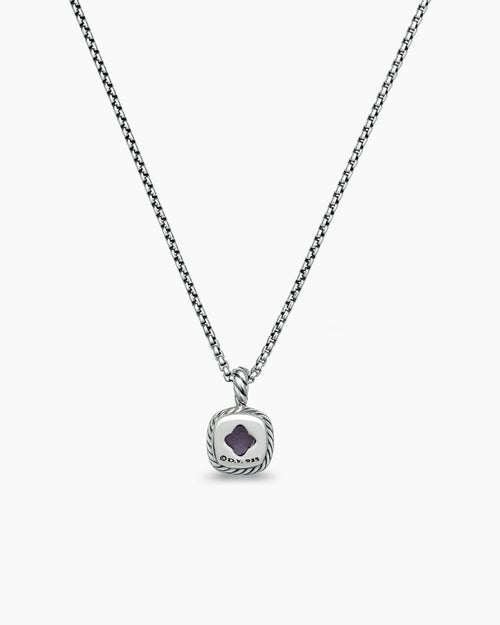 Albion® Teen Pendant Necklace in Sterling Silver with Black Orchid and Diamonds, 4mm