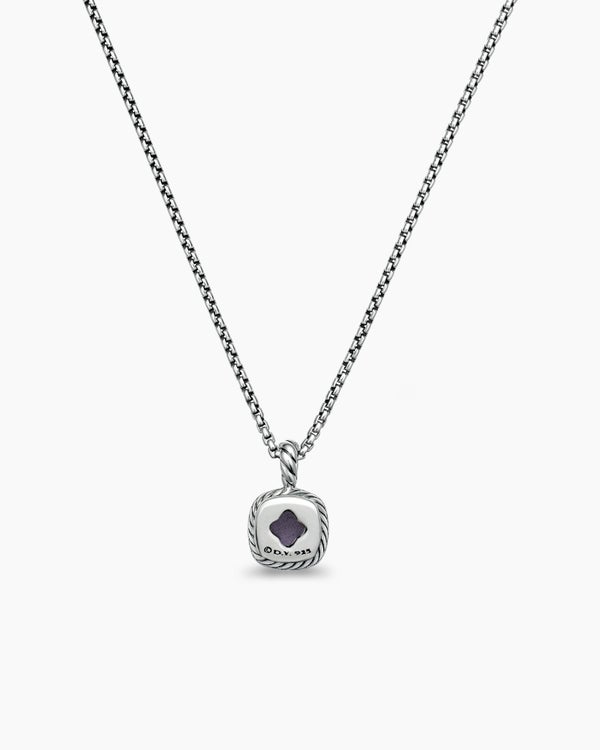 Albion® Teen Pendant Necklace in Sterling Silver with Black Orchid and Diamonds, 4mm
