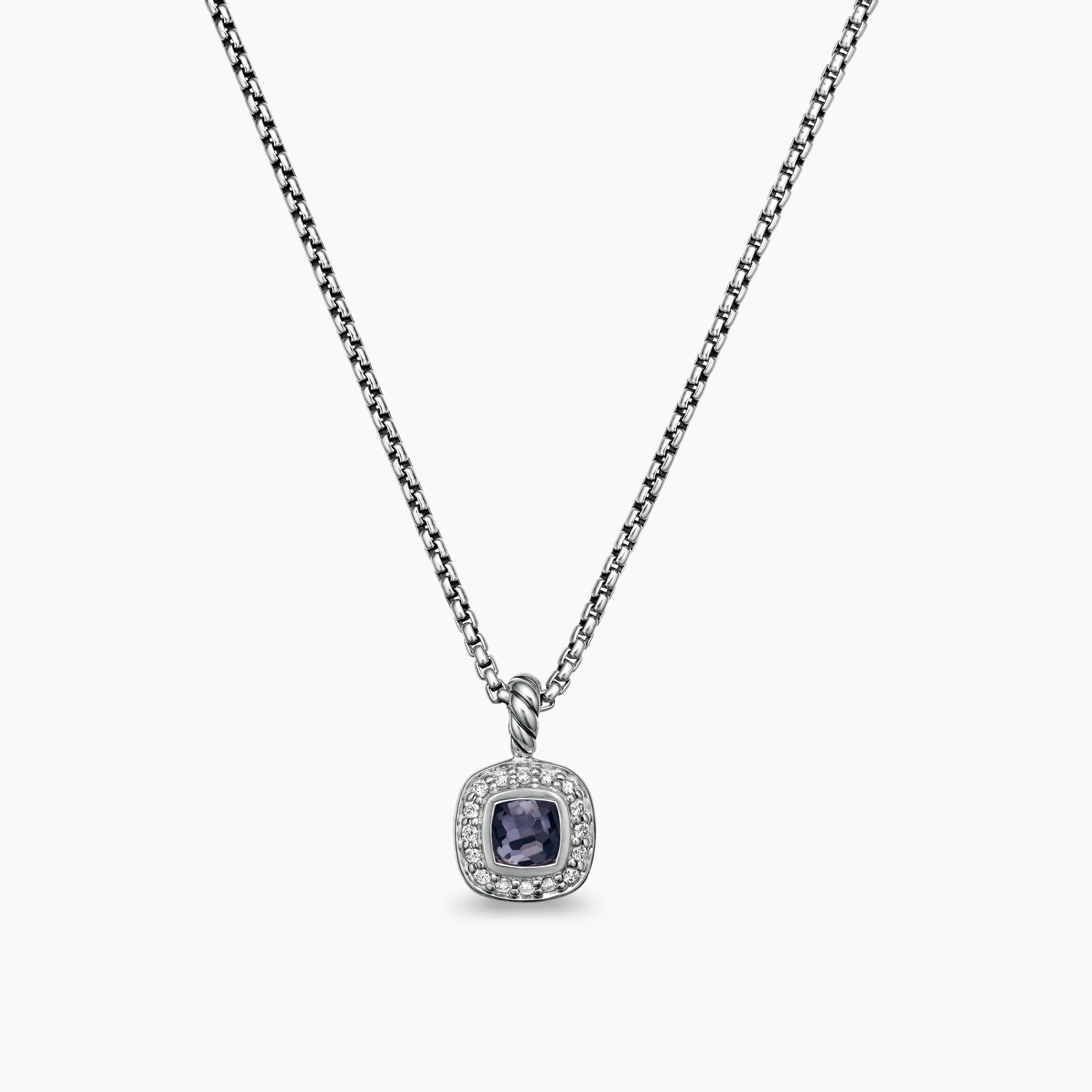 Albion&reg; Teen Pendant Necklace in Sterling Silver with Black Orchid and Diamonds, 4mm