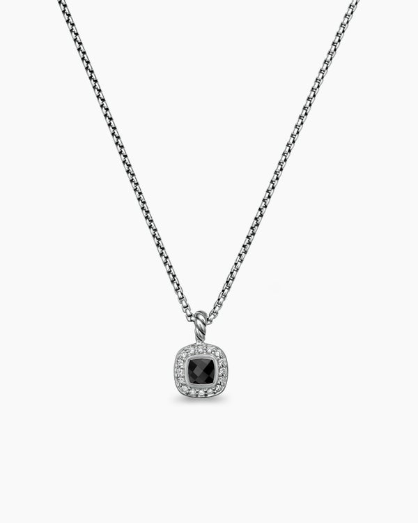 Albion® Teen Pendant Necklace in Sterling Silver with Black Onyx and Diamonds, 4mm