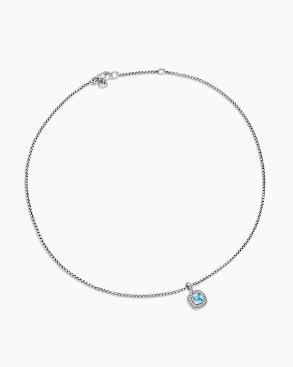 Albion® Kids Pendant Necklace in Sterling Silver with Blue Topaz and Diamonds, 4mm